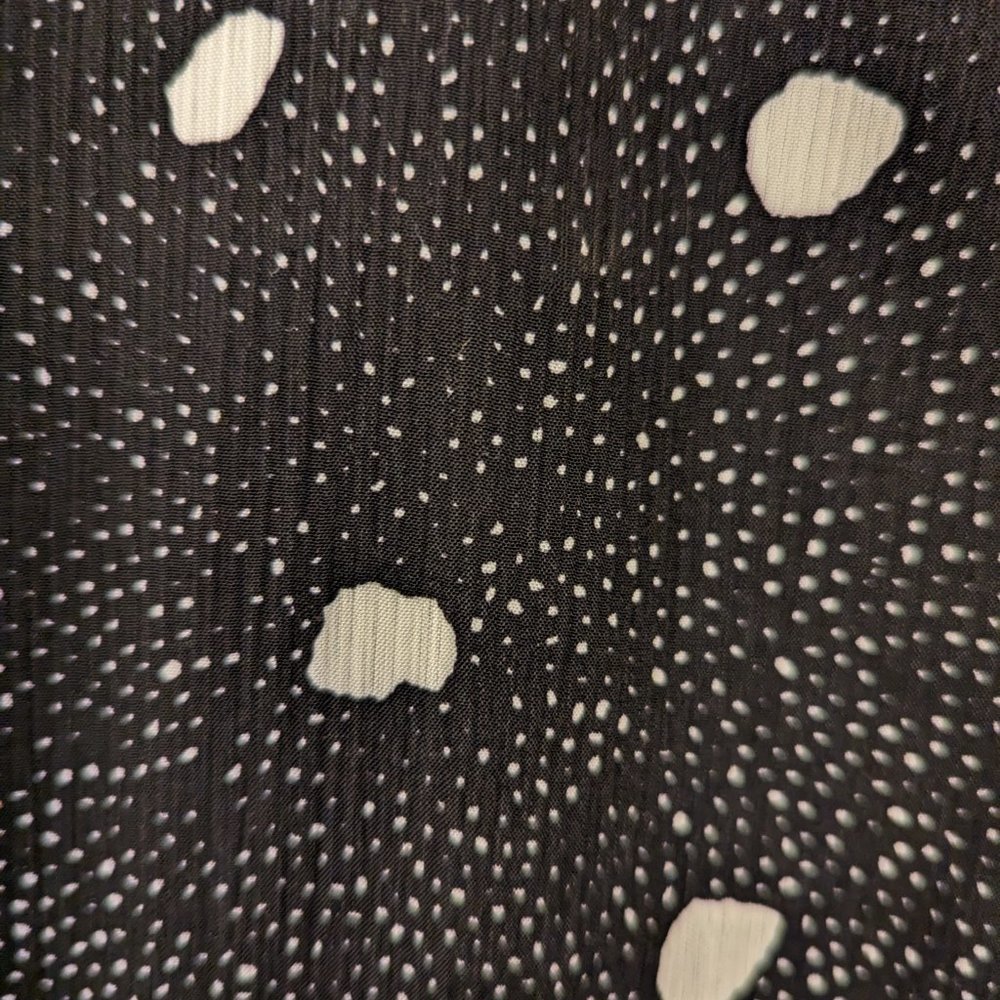Roolee Black & White Shirred Midi Dress - Size Large - Polka dot Splotches EUC - Picture 7 of 7